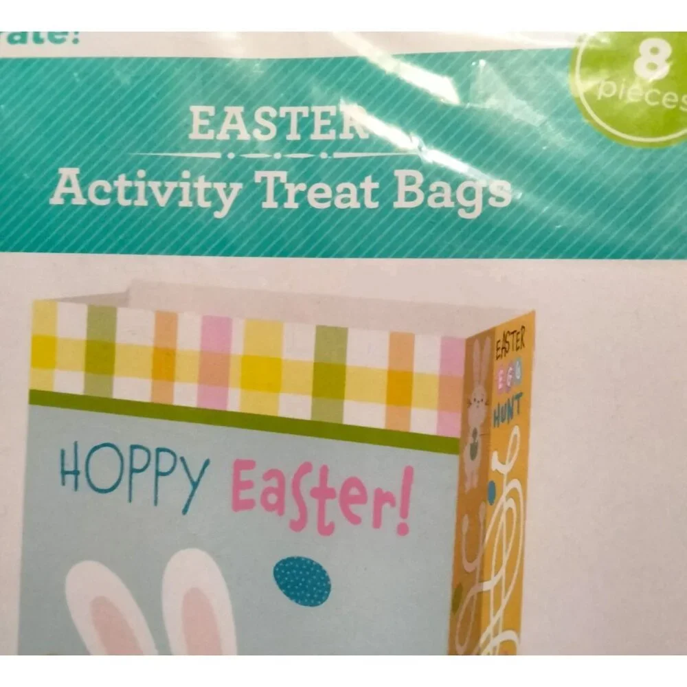 Hoppy Easter Activity Treat Bags Bunnies Rabbit Cookie 8 Pack